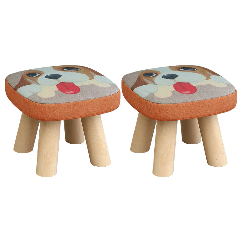 Modern Wooden Standard Trea Resistant Solid Color Indoor Standard Orange 2 Piece Set Clearhalo 'furn' 'furn_ottomans_poufs' 'Furniture' 'Living Room Furniture' 'Ottomans & Poufs' 'ottomans_poufs' 6675460