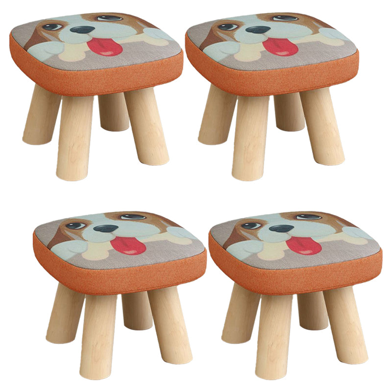 Modern Wooden Standard Trea Resistant Solid Color Indoor Standard Orange 4 Piece Set Clearhalo 'furn' 'furn_ottomans_poufs' 'Furniture' 'Living Room Furniture' 'Ottomans & Poufs' 'ottomans_poufs' 6675462