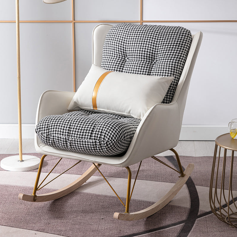 Luxurious Recliner Living Room Lazy Fabric Soft Upholstered Rocking Chairs Rocking Chair White Clearhalo 'Chairs & Seating' 'furn' 'furn_rocking_chairs' 'Furniture' 'Living Room Furniture' 'Rocking Chairs' 'rocking_chairs' 6675472