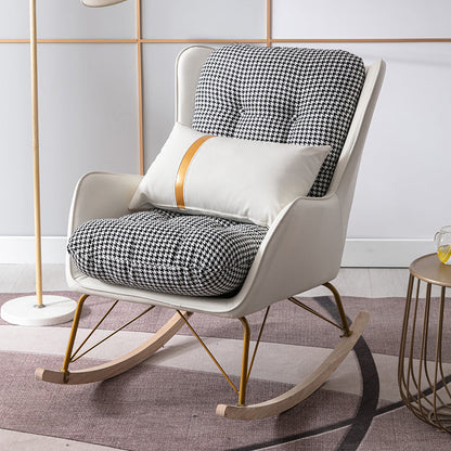 Luxurious Recliner Living Room Lazy Fabric Soft Upholstered Rocking Chairs Rocking Chair White Clearhalo 'Chairs & Seating' 'furn' 'furn_rocking_chairs' 'Furniture' 'Living Room Furniture' 'Rocking Chairs' 'rocking_chairs' 6675472