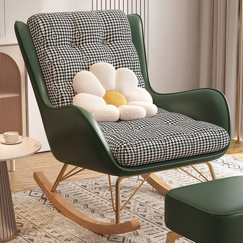 Luxurious Recliner Living Room Lazy Fabric Soft Upholstered Rocking Chairs Rocking Chair Green Clearhalo 'Chairs & Seating' 'furn' 'furn_rocking_chairs' 'Furniture' 'Living Room Furniture' 'Rocking Chairs' 'rocking_chairs' 6675476