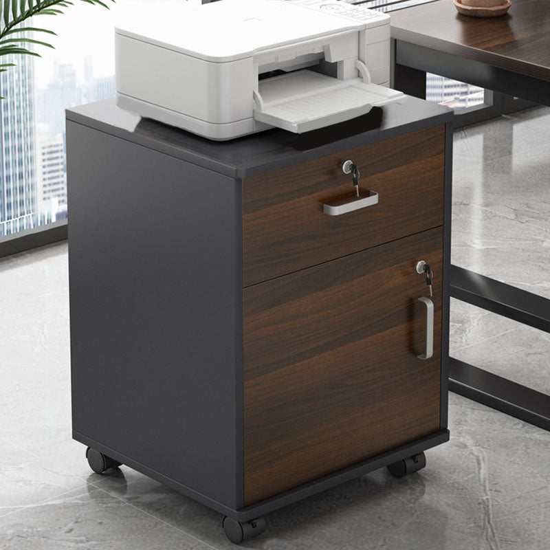 Modern File Cabinet Wood Lock Storage Filing Cabinet with Wheels Walnut 1 1 Clearhalo 'Filing Cabinets' 'filling_cabinets' 'furn' 'furn_filling_cabinets' 'Furniture' 'Office Furniture' 6676226
