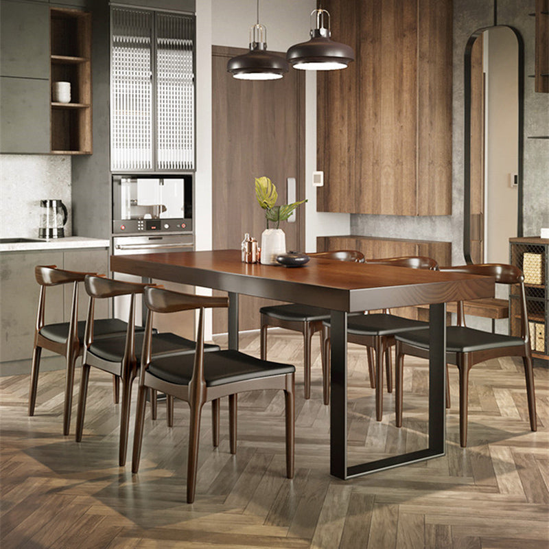 産業1/4/5/7ピース家具ソリッドウッド長方形のダイニングルームセットブラウン