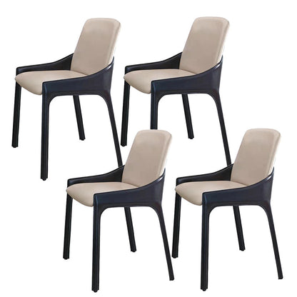 Glanzende grijze stenen eettafel Set 1/4/5/7 stukken Dinerset met gewatteerde stoelen