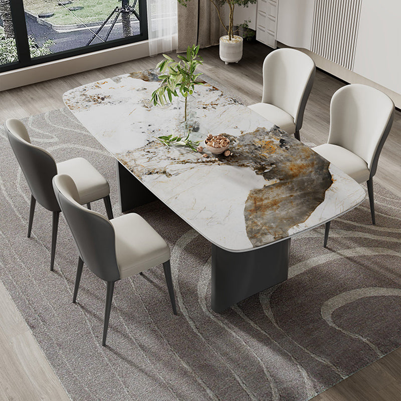 Set di tavoli da pranzo rettangolare 1/2/5/7 pezzi set da pranzo in pietra bianca per cucina