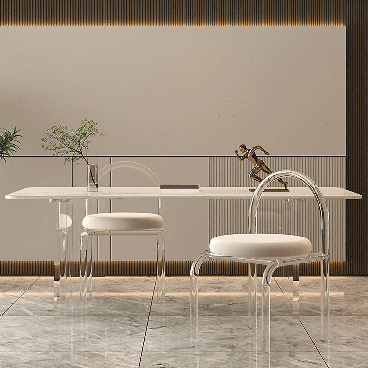 Table à manger en pierre moderne médiévale, table à double piédestal pour salle à manger