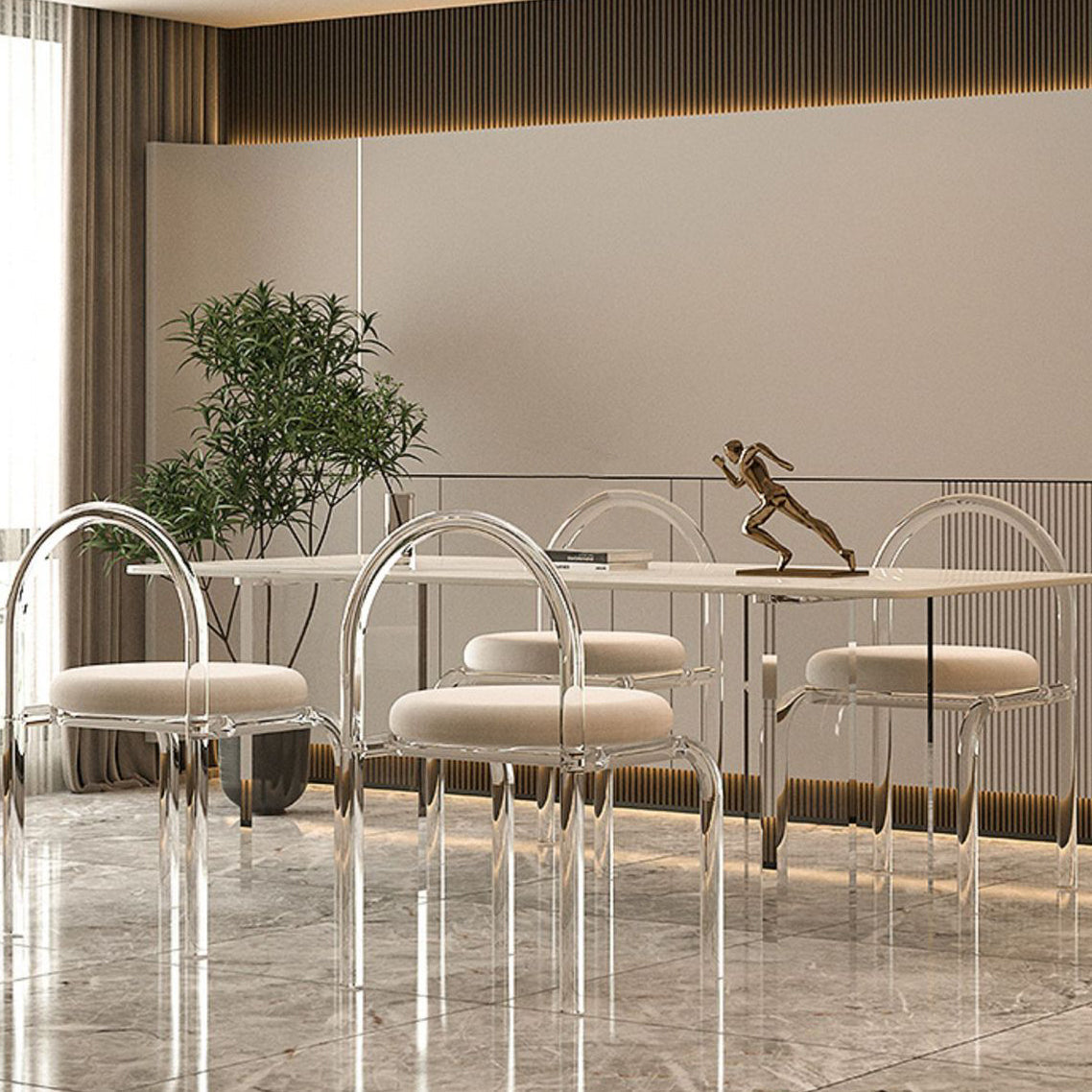 Table à manger en pierre moderne médiévale, table à double piédestal pour salle à manger