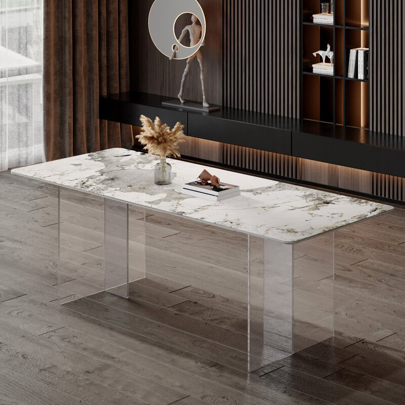 Table à manger en pierre moderne médiévale, Table à Double piédestal pour cuisine