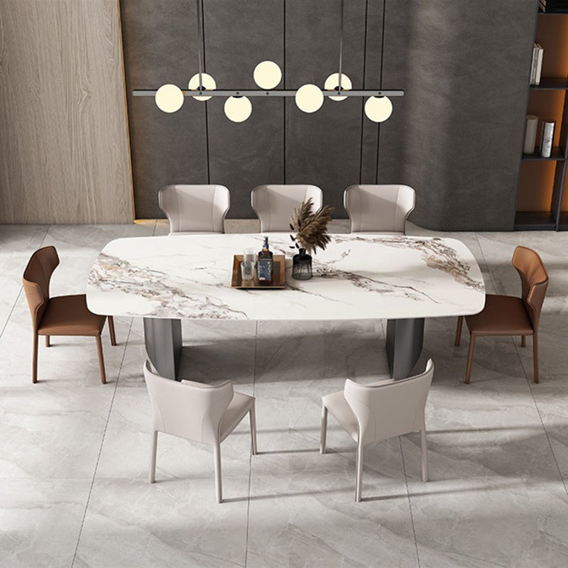 Table à manger moderne en pierre, double guéridon pour salle à manger