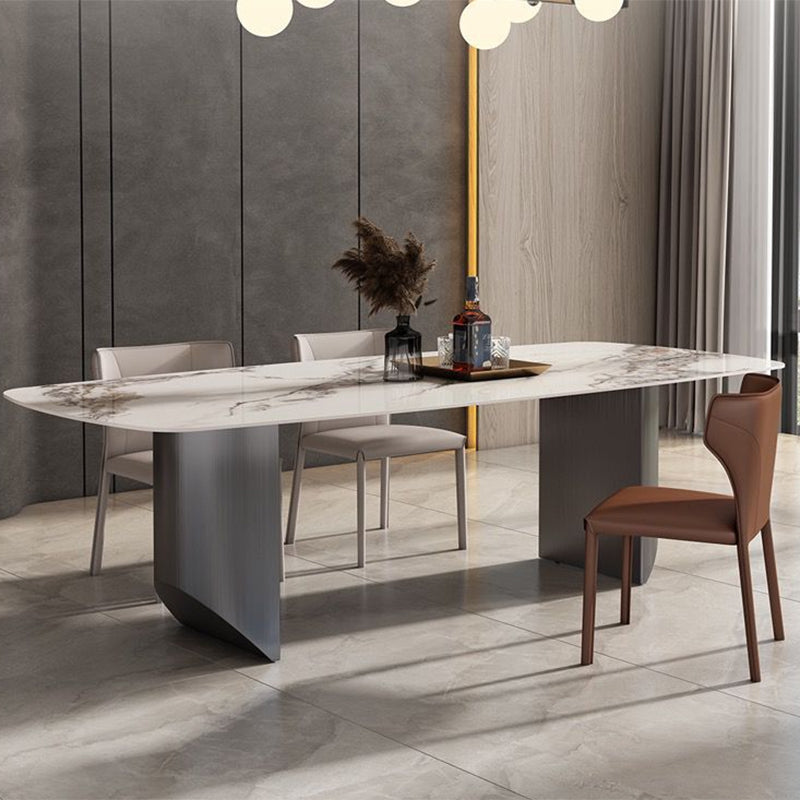 Table à manger moderne en pierre, double guéridon pour salle à manger