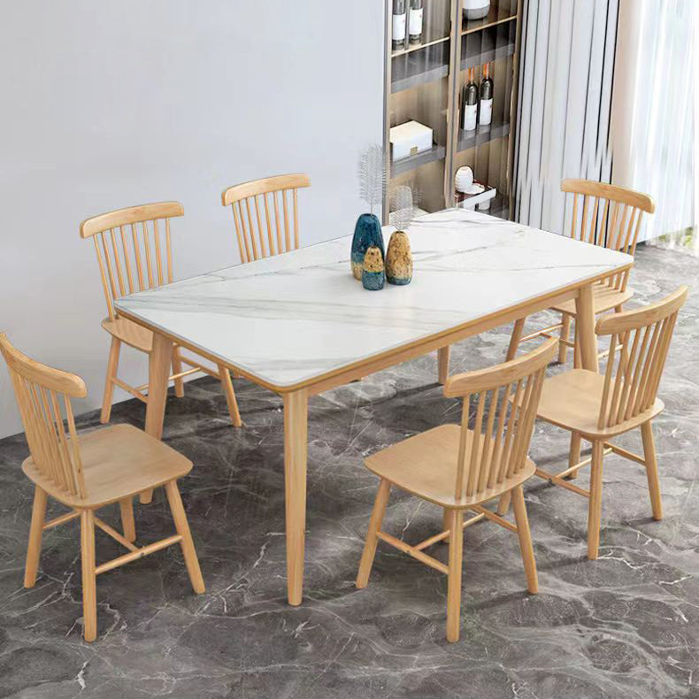 Medieval Modern Stone Dining Table 4 Legs Table for Living Room 59.1"L x 31.5"W x 29.5"H Without Chairs Clearhalo 'Dining Tables & Seating' 'Dining Tables' 'dining_table' 'furn' 'furn_dining_table' 'Furniture' 'Kitchen & Dining Furniture' 6677284