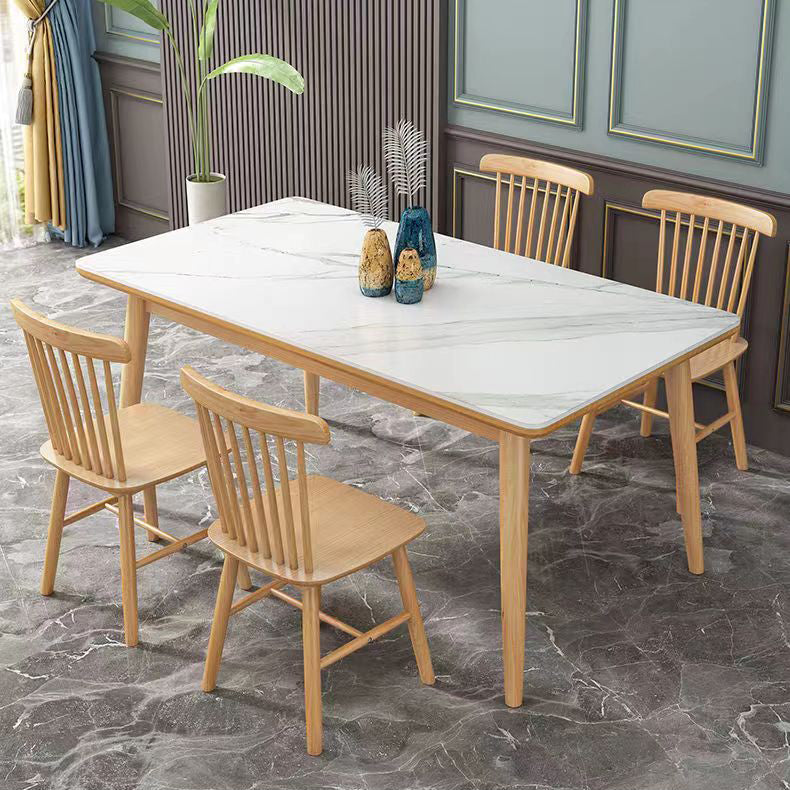 Medieval Modern Stone Dining Table 4 Legs Table for Living Room 63"L x 31.5"W x 29.5"H Without Chairs Clearhalo 'Dining Tables & Seating' 'Dining Tables' 'dining_table' 'furn' 'furn_dining_table' 'Furniture' 'Kitchen & Dining Furniture' 6677285