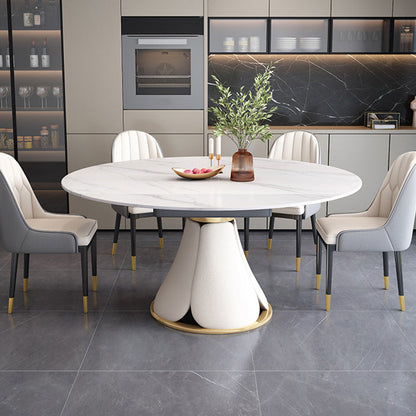 Table à manger ronde sur pied moderne, Table en pierre pour salle à manger et cuisine