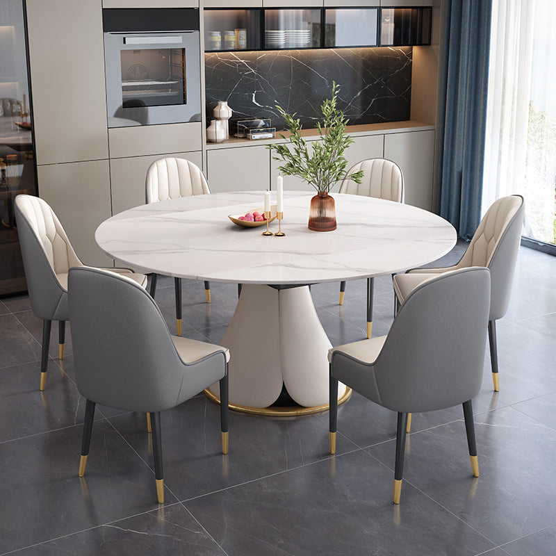 Table à manger ronde sur pied moderne, Table en pierre pour salle à manger et cuisine