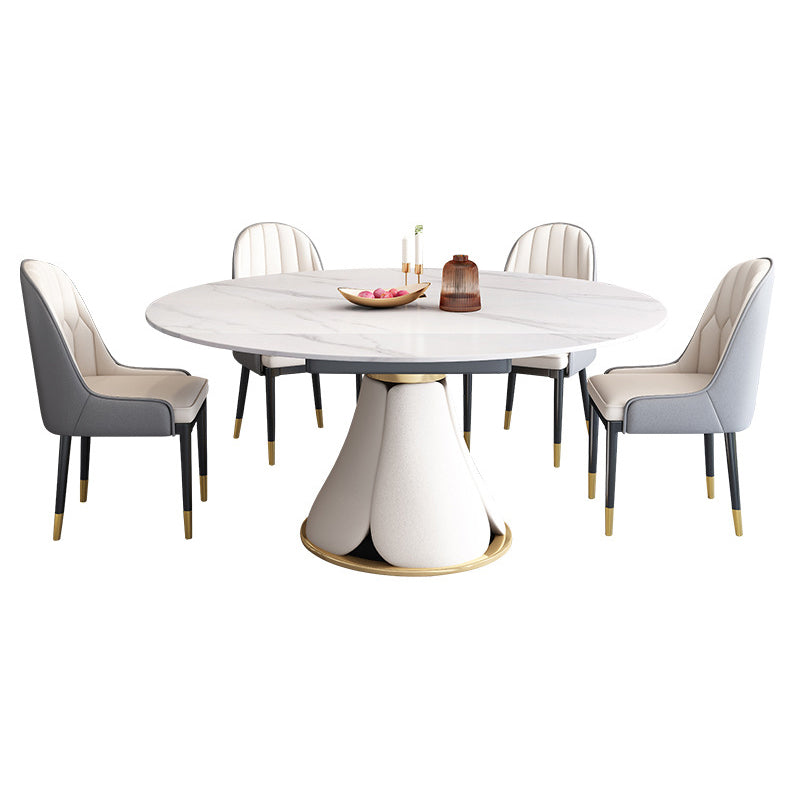 Table à manger ronde sur pied moderne, Table en pierre pour salle à manger et cuisine