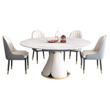 Table à manger ronde sur pied moderne, Table en pierre pour salle à manger et cuisine