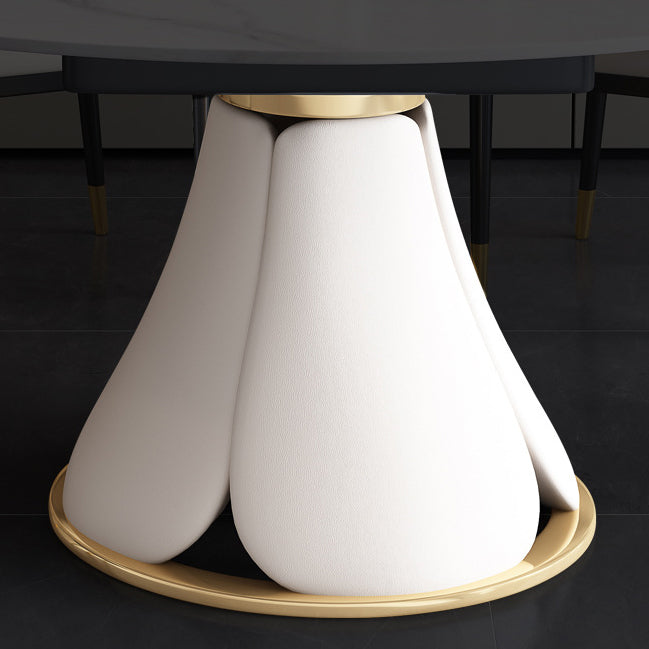 Table à manger ronde sur pied moderne, Table en pierre pour salle à manger et cuisine