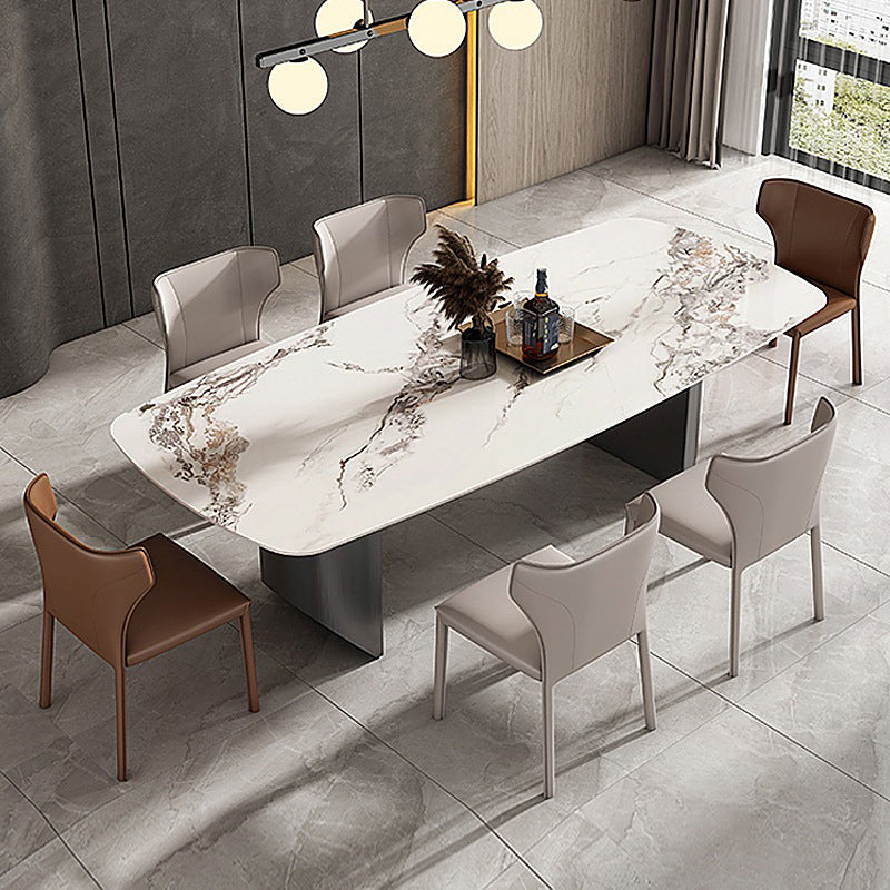 Mesa de comedor rectangular industrial Mesa de piedra sinterizada con patas de metal