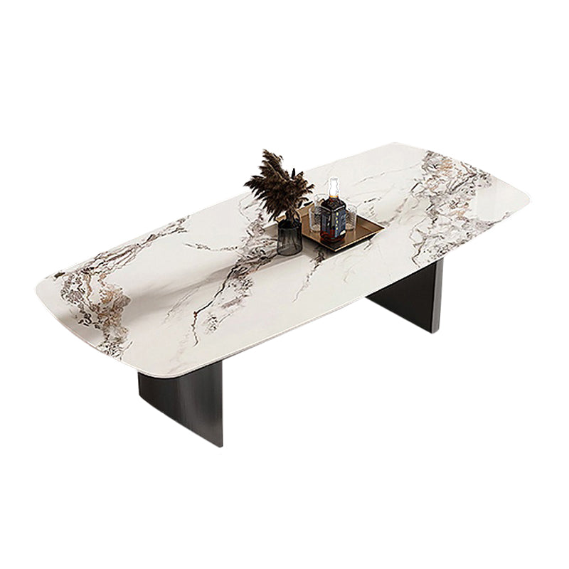 Mesa de comedor rectangular industrial Mesa de piedra sinterizada con patas de metal