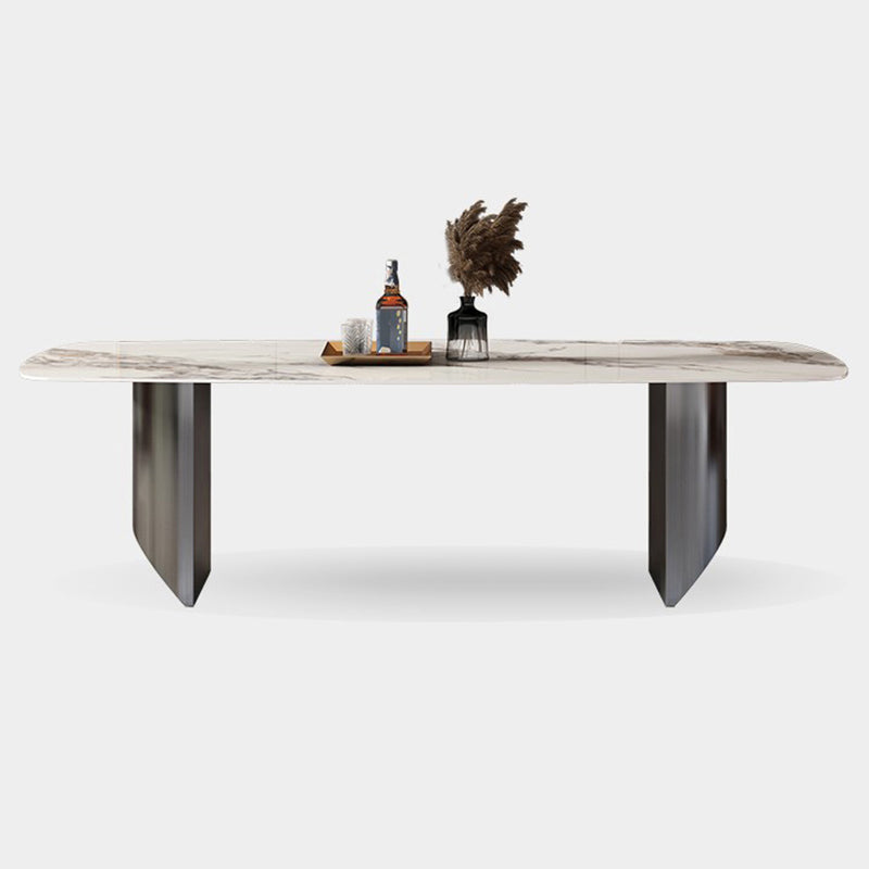 Mesa de comedor rectangular industrial Mesa de piedra sinterizada con patas de metal