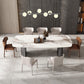 Mesa de comedor rectangular industrial Mesa de piedra sinterizada con patas de metal