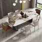 Mesa de comedor rectangular industrial Mesa de piedra sinterizada con patas de metal