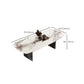 Mesa de comedor rectangular industrial Mesa de piedra sinterizada con patas de metal