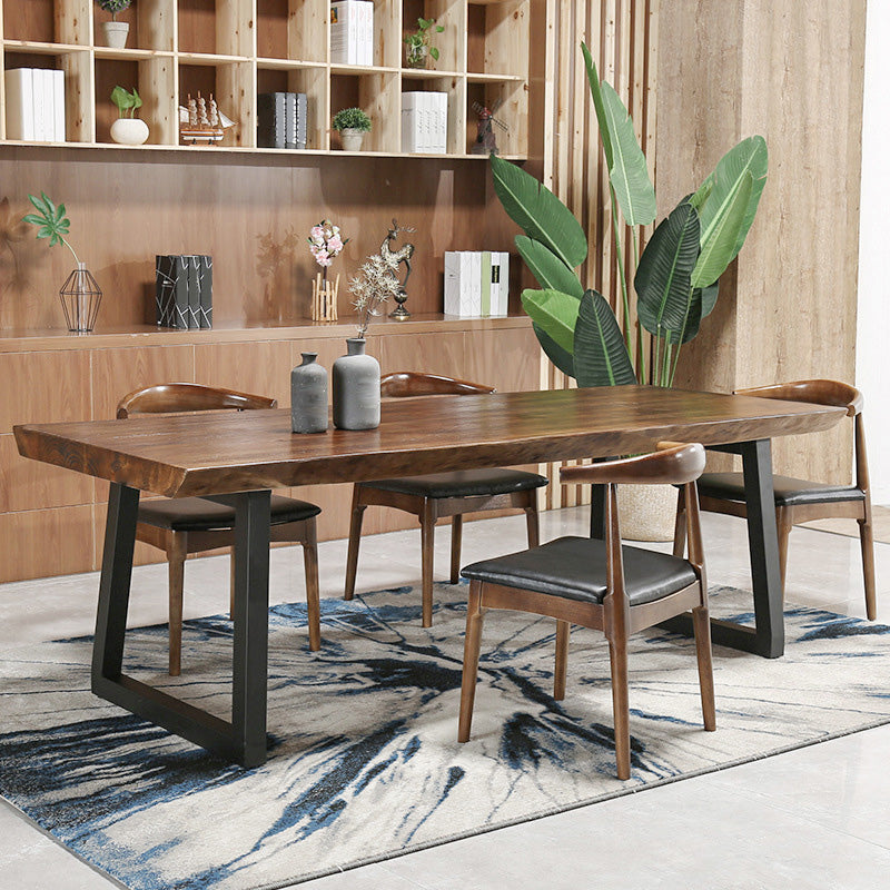 Industrial Style Rectangle Dining Table Wooden Table with Metal Legs for Home Use 70.9"L x 31.5"W x 29.5"H Without Chairs Clearhalo 'Dining Tables & Seating' 'Dining Tables' 'dining_table' 'furn' 'furn_dining_table' 'Furniture' 'Kitchen & Dining Furniture' 6677395
