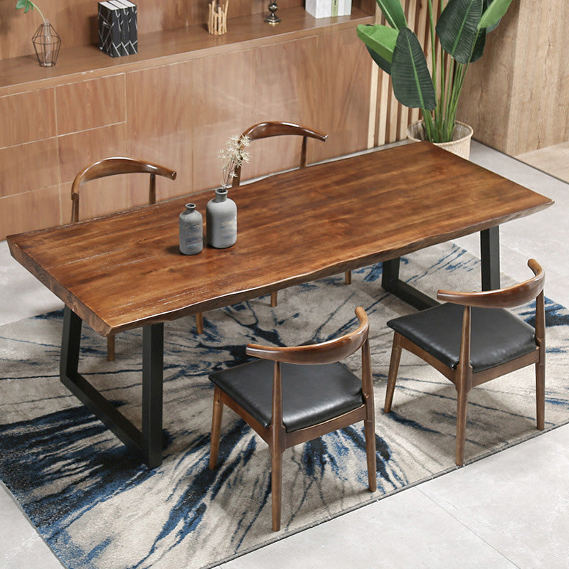 Industrial Style Rectangle Dining Table Wooden Table with Metal Legs for Home Use 78.7"L x 31.5"W x 29.5"H Without Chairs Clearhalo 'Dining Tables & Seating' 'Dining Tables' 'dining_table' 'furn' 'furn_dining_table' 'Furniture' 'Kitchen & Dining Furniture' 6677396