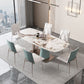 Glam Rectangle Dining Table Sintered Stone Table with Metal Base for Kitchen 70.9"L x 35.4"W x 29.5"H Without Chairs Clearhalo 'Dining Tables & Seating' 'Dining Tables' 'dining_table' 'furn' 'furn_dining_table' 'Furniture' 'Kitchen & Dining Furniture' 6677406