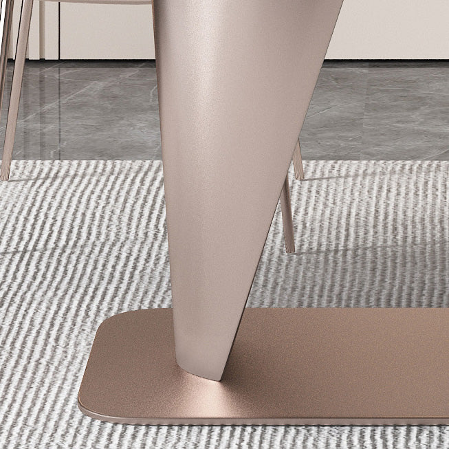 Glam Rectangle Dining Table Sintered Stone Table with Metal Base for Kitchen Clearhalo 'Dining Tables & Seating' 'Dining Tables' 'dining_table' 'furn' 'furn_dining_table' 'Furniture' 'Kitchen & Dining Furniture' 6677409