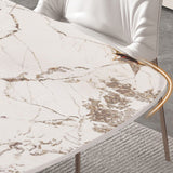 Glam Rectangle Dining Table Sintered Stone Table with Metal Base for Kitchen Clearhalo 'Dining Tables & Seating' 'Dining Tables' 'dining_table' 'furn' 'furn_dining_table' 'Furniture' 'Kitchen & Dining Furniture' 6677413