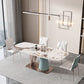 Glam Rectangle Dining Table Sintered Stone Table with Metal Base for Kitchen Clearhalo 'Dining Tables & Seating' 'Dining Tables' 'dining_table' 'furn' 'furn_dining_table' 'Furniture' 'Kitchen & Dining Furniture' 6677415