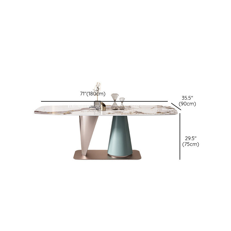 Glam Rectangle Dining Table Sintered Stone Table with Metal Base for Kitchen Clearhalo 'Dining Tables & Seating' 'Dining Tables' 'dining_table' 'furn' 'furn_dining_table' 'Furniture' 'Kitchen & Dining Furniture' 6677418