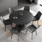 Contemporary Round Dining Table Sintered Stone Table with Metal Base for Kitchen