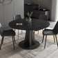 Contemporary Round Dining Table Sintered Stone Table with Metal Base for Kitchen