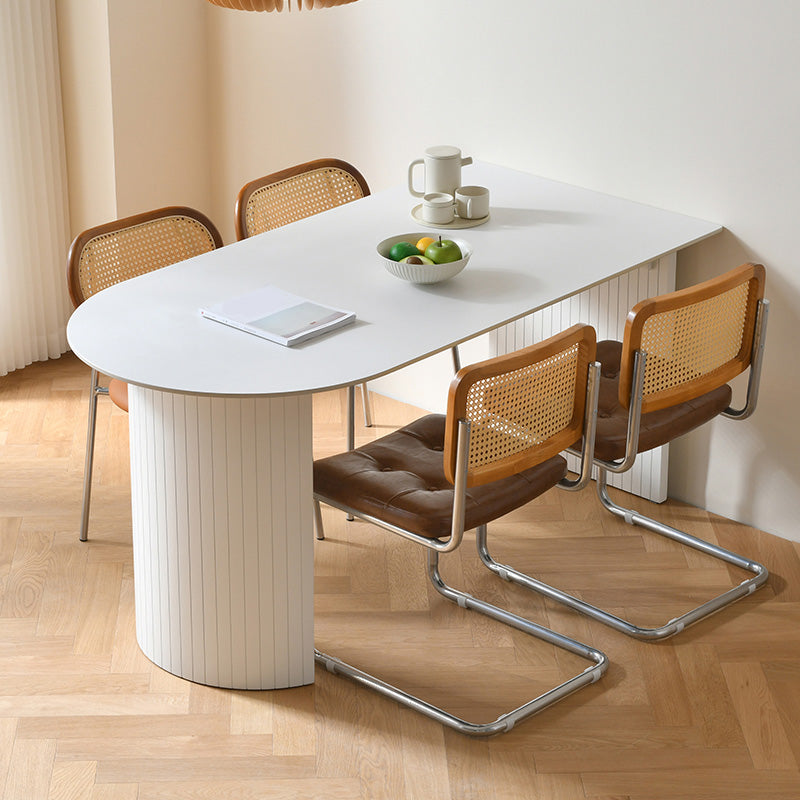 Tavolo da pranzo moderno in pietra Tavolo con doppio piedistallo per sala da pranzo