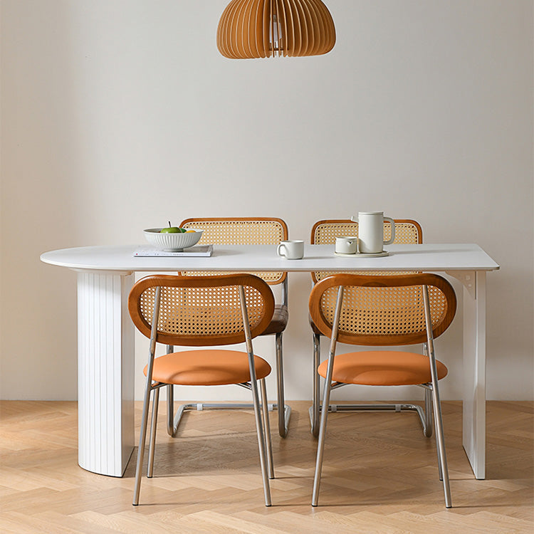 Tavolo da pranzo moderno in pietra Tavolo con doppio piedistallo per sala da pranzo