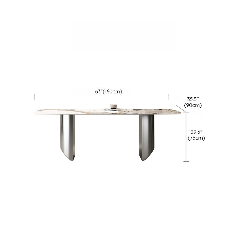 Industrial Rectangle Dining Table Sintered Stone Table with Metal Legs for Kitchen Clearhalo 'Dining Tables & Seating' 'Dining Tables' 'dining_table' 'furn' 'furn_dining_table' 'Furniture' 'Kitchen & Dining Furniture' 6677461