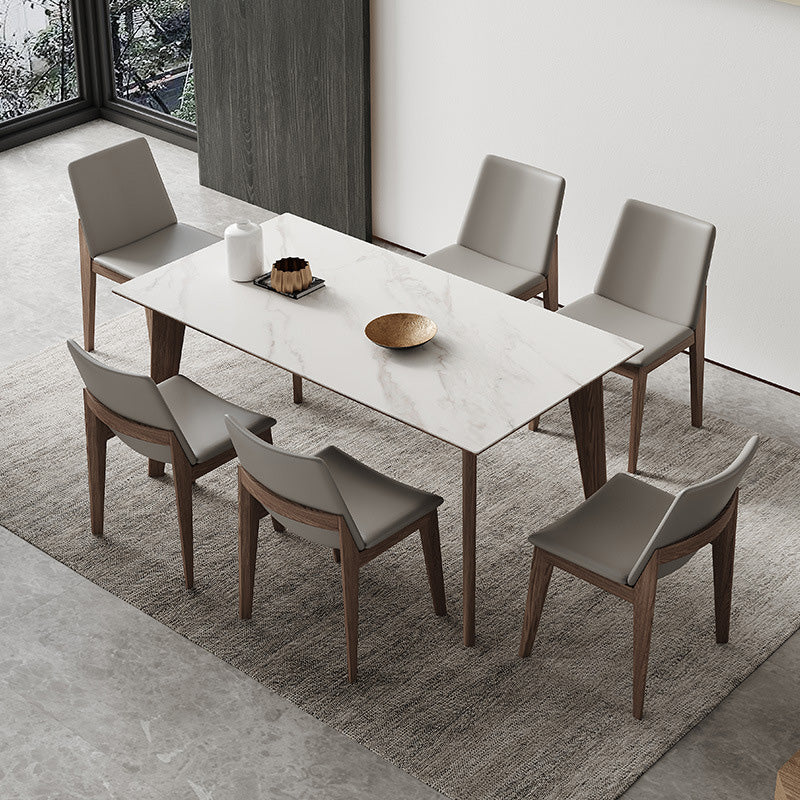 Industrial Style Dining Table Sintered Stone Table with Wooden Legs for Home Use 47.2"L x 27.6"W x 29.5"H Without Chairs Clearhalo 'Dining Tables & Seating' 'Dining Tables' 'dining_table' 'furn' 'furn_dining_table' 'Furniture' 'Kitchen & Dining Furniture' 6677480