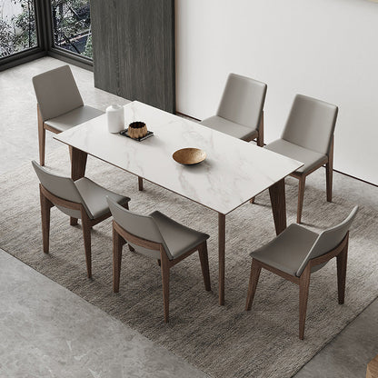 Industrial Style Dining Table Sintered Stone Table with Wooden Legs for Home Use 47.2"L x 27.6"W x 29.5"H Without Chairs Clearhalo 'Dining Tables & Seating' 'Dining Tables' 'dining_table' 'furn' 'furn_dining_table' 'Furniture' 'Kitchen & Dining Furniture' 6677480
