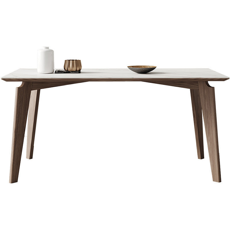 Industrial Style Dining Table Sintered Stone Table with Wooden Legs for Home Use 70.9"L x 35.4"W x 29.5"H Without Chairs Clearhalo 'Dining Tables & Seating' 'Dining Tables' 'dining_table' 'furn' 'furn_dining_table' 'Furniture' 'Kitchen & Dining Furniture' 6677482