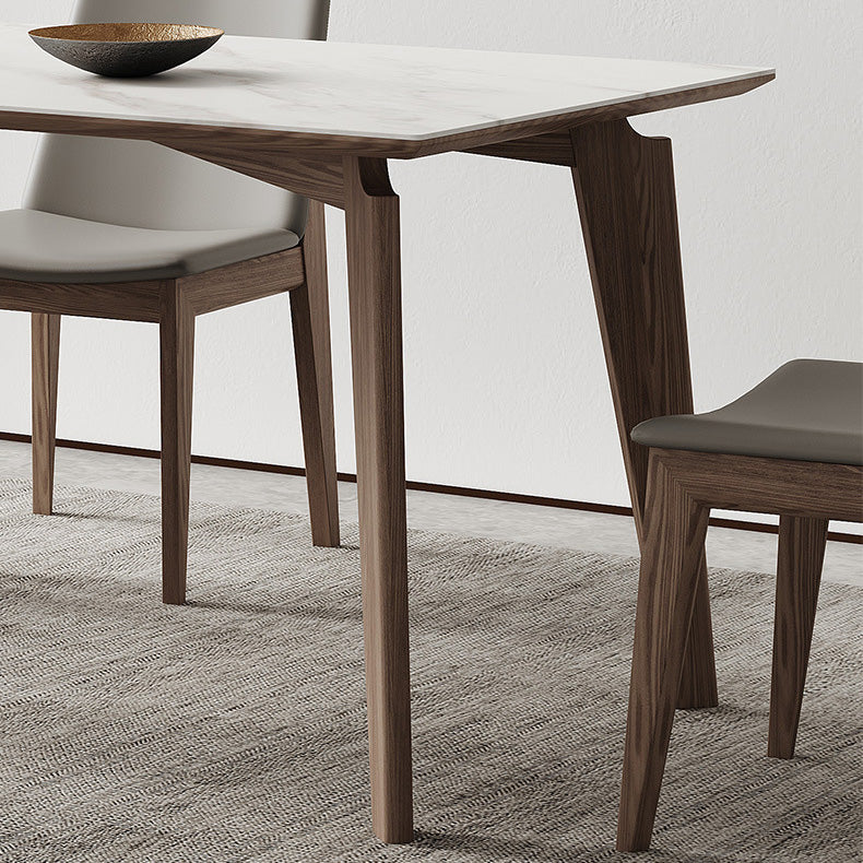 Industrial Style Dining Table Sintered Stone Table with Wooden Legs for Home Use Clearhalo 'Dining Tables & Seating' 'Dining Tables' 'dining_table' 'furn' 'furn_dining_table' 'Furniture' 'Kitchen & Dining Furniture' 6677483