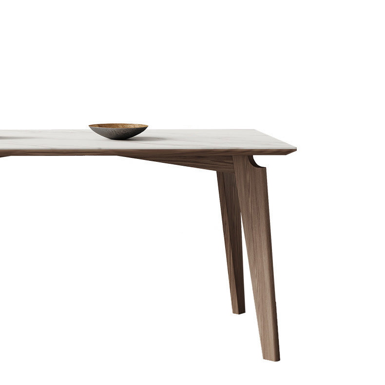 Industrial Style Dining Table Sintered Stone Table with Wooden Legs for Home Use Clearhalo 'Dining Tables & Seating' 'Dining Tables' 'dining_table' 'furn' 'furn_dining_table' 'Furniture' 'Kitchen & Dining Furniture' 6677484