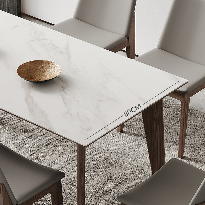 Industrial Style Dining Table Sintered Stone Table with Wooden Legs for Home Use Clearhalo 'Dining Tables & Seating' 'Dining Tables' 'dining_table' 'furn' 'furn_dining_table' 'Furniture' 'Kitchen & Dining Furniture' 6677487