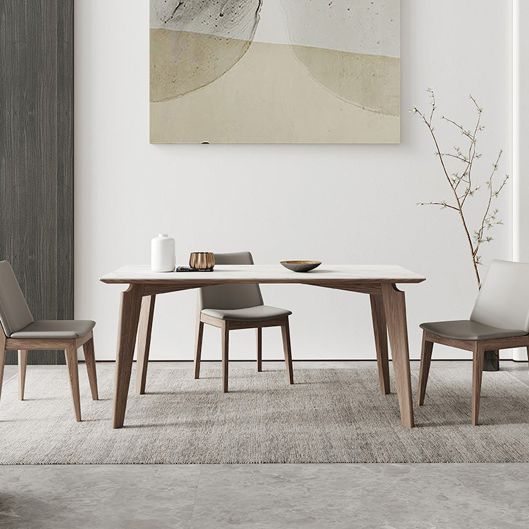 Industrial Style Dining Table Sintered Stone Table with Wooden Legs for Home Use Clearhalo 'Dining Tables & Seating' 'Dining Tables' 'dining_table' 'furn' 'furn_dining_table' 'Furniture' 'Kitchen & Dining Furniture' 6677489
