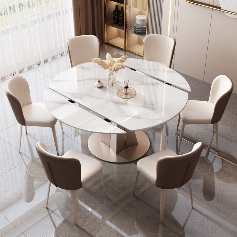 Modern Stone Round Dining Table Pedestal Table for Dining Room 51.2"L x 51.2"W x 29.5"H Without Chairs Clearhalo 'Dining Tables & Seating' 'Dining Tables' 'dining_table' 'furn' 'furn_dining_table' 'Furniture' 'Kitchen & Dining Furniture' 6677526