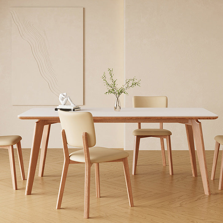 Medieval Modern Stone Dinette Table 4 Legs Dining Table for Kitchen 55.1"L x 31.5"W x 29.5"H Without Chairs Clearhalo 'Dining Tables & Seating' 'Dining Tables' 'dining_table' 'furn' 'furn_dining_table' 'Furniture' 'Kitchen & Dining Furniture' 6677554