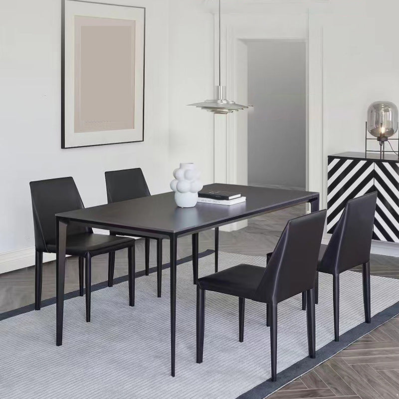 Table à manger en pierre moderne médiévale, 4 pieds noirs, pour salle à manger