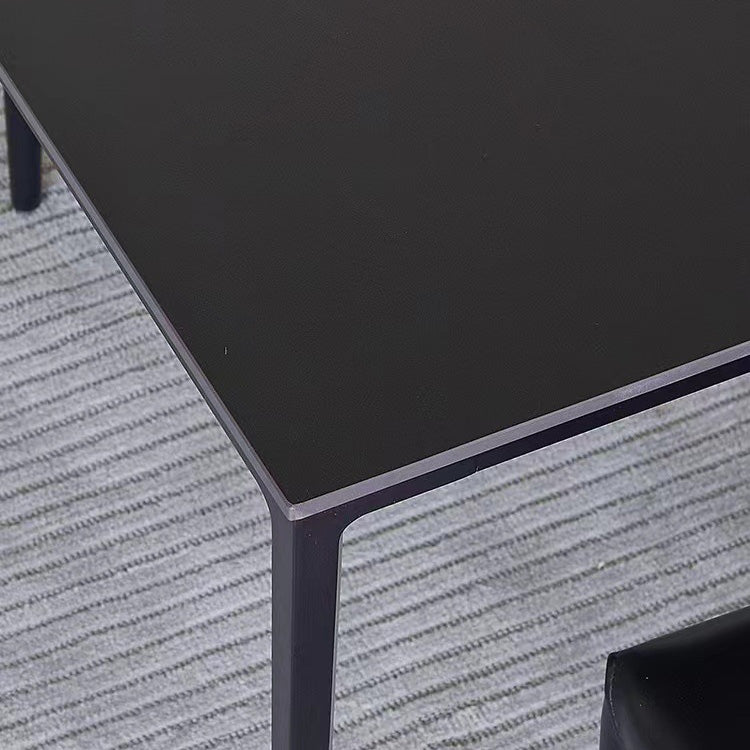 Table à manger en pierre moderne médiévale, 4 pieds noirs, pour salle à manger